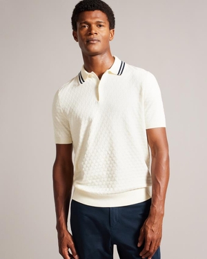 Polo Ted Baker Short Sleeve Regular T Stitched Blanche Homme | BFT-40376816